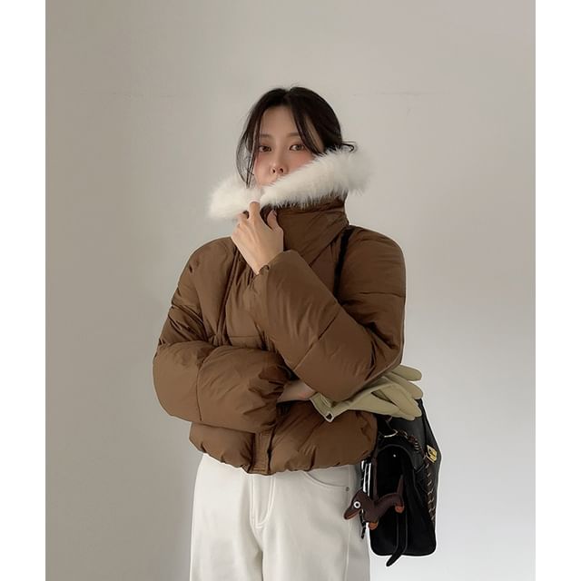 DABAGIRL-Eco-Fur Trim Down Jacket