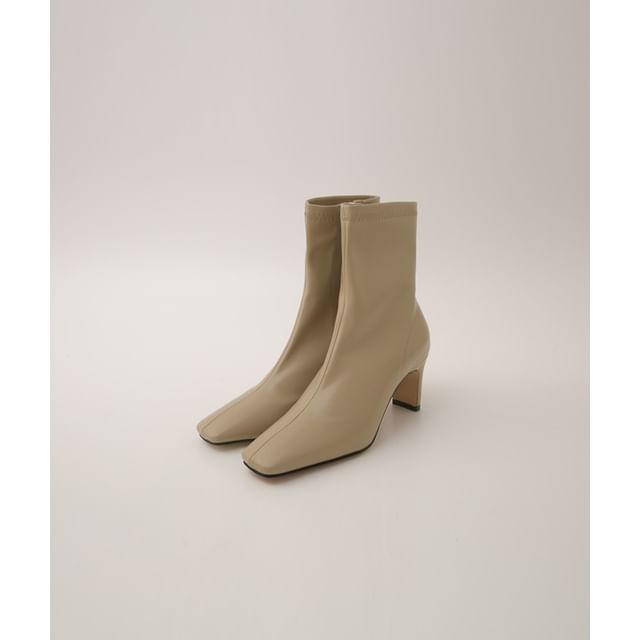 DABAGIRL-Square-Toe Heeled Sock Boots