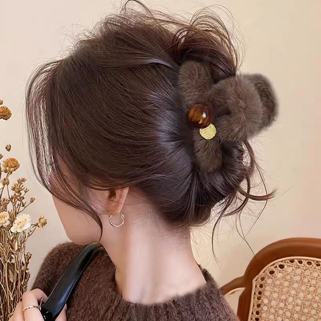 Daeuni-Bead Chenille Hair Claw Clip