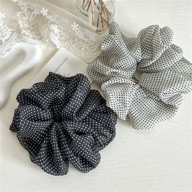 Daeuni-Dotted Mesh Scrunchie