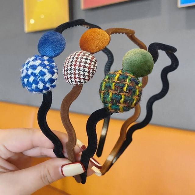 Daeuni-Fabric Bead Wavy Flocking Headband Various Designs