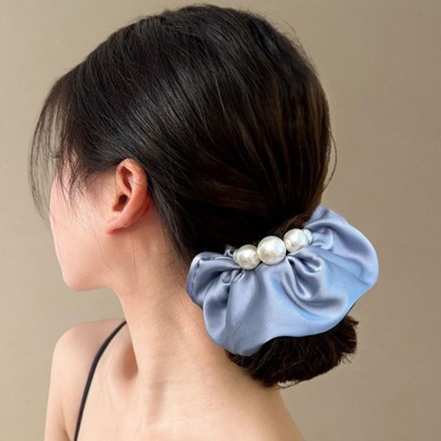 Daeuni-Faux Pearl Fabric Scrunchie