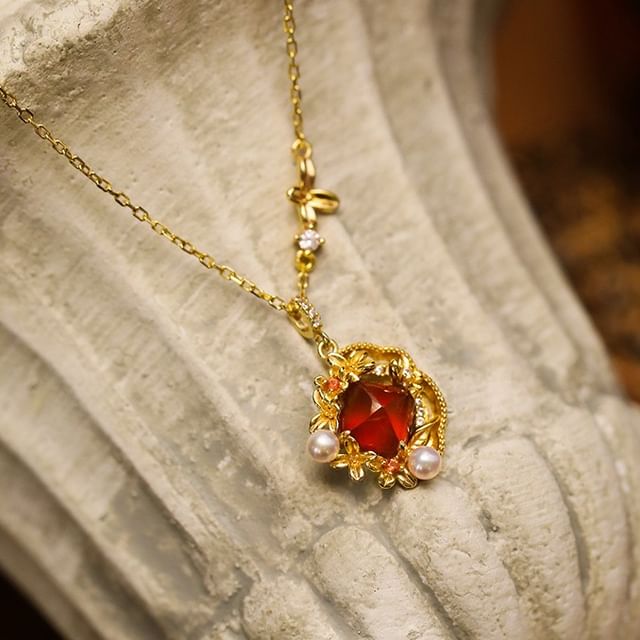 Daeuni-Gemstone Rhinestone Necklace