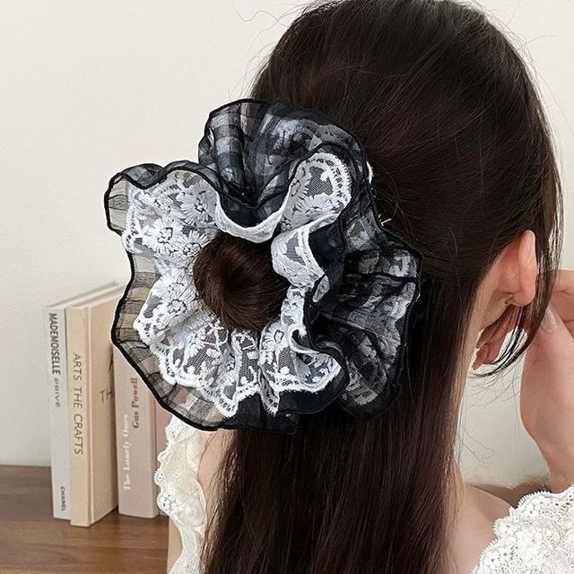Daeuni-Plain Lace Hair Scrunchie