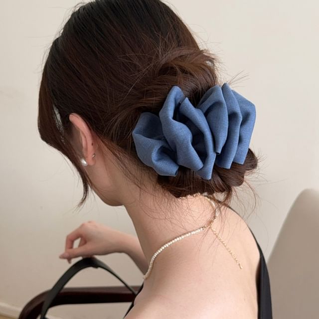 Daeuni-Plain Ruffle Fabric Hair Claw Clip