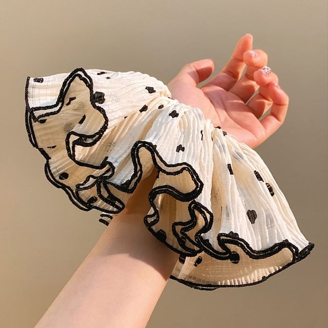 Daeuni-Polka Dot Accordion Layered Fabric Scrunchie