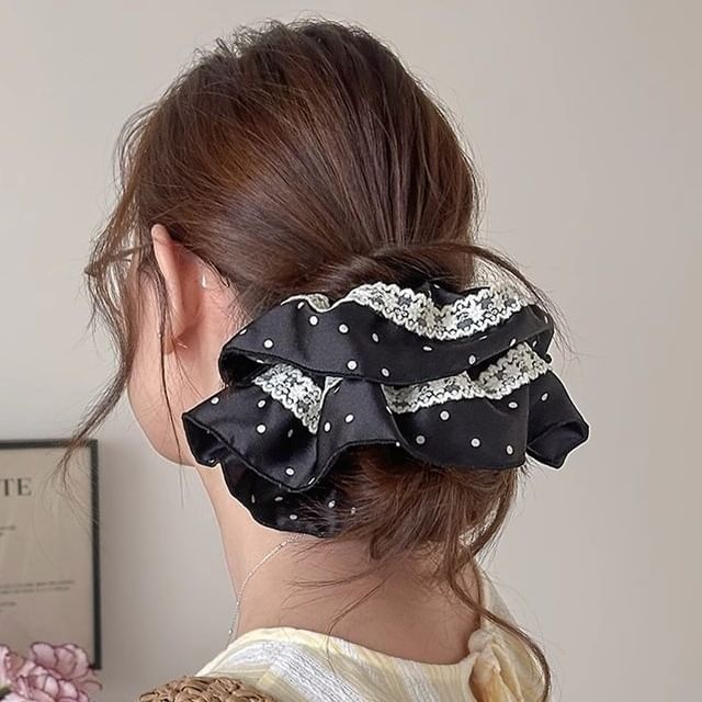 Daeuni-Polka Dot Lace Fabric Scrunchie Various Designs
