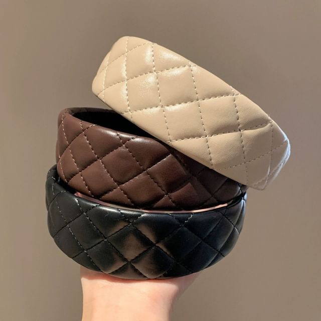 Daeuni-Quilted Faux Leather Headband