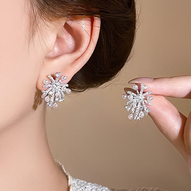 Daeuni-Rhinestone Faux Pearl Earring