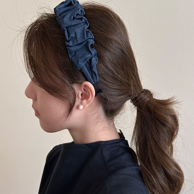 Daeuni-Ruffle Denim Hair Band
