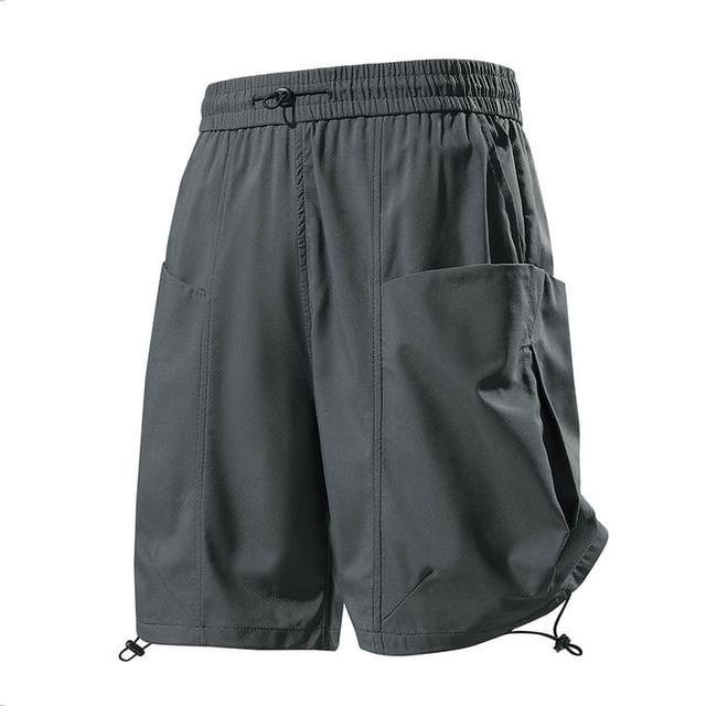 Dandyluxe-Mid Rise Plain Drawstring Shorts