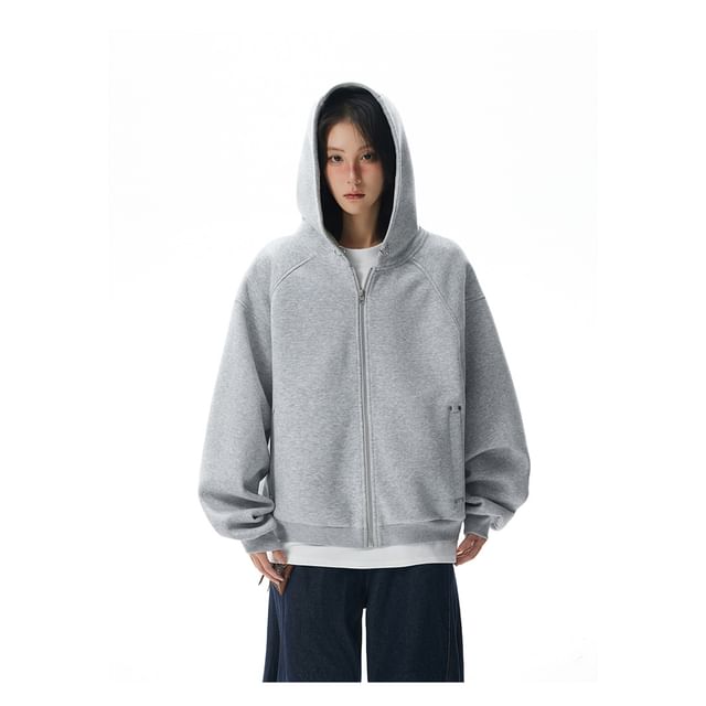Dandyluxe-Plain Zip Hoodie