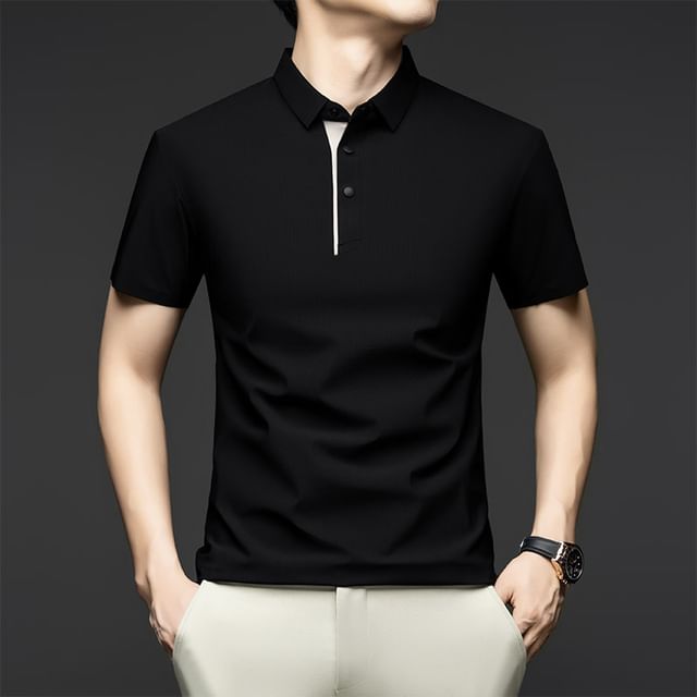 Dandyluxe-Short-Sleeve Plain Polo Shirt