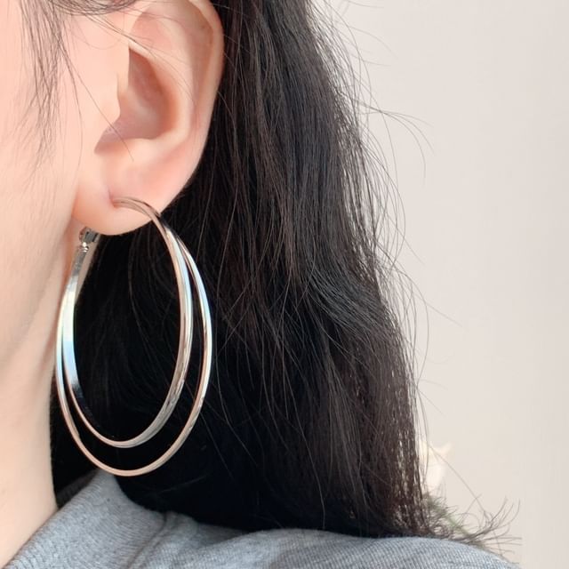 Dashiro-Layered Alloy Hoop Earring Clip On Earring Various Designs