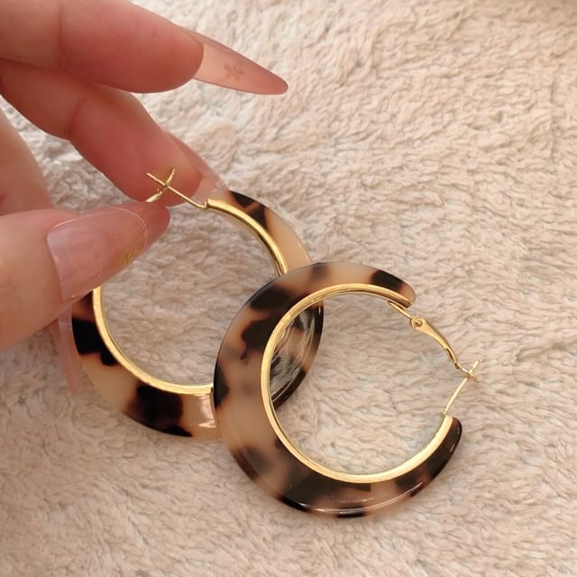 Dashiro-Leopard Print Alloy Hoop Earring