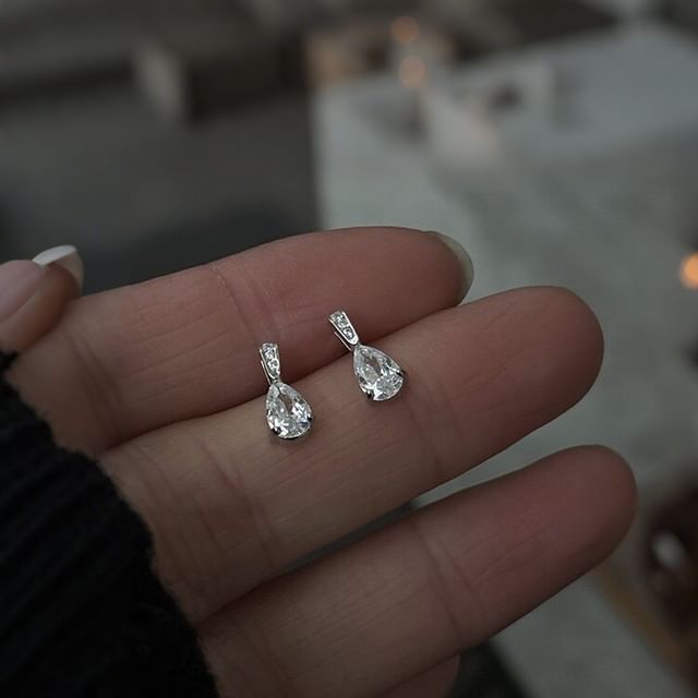 Dashiro-Teardrop Rhinestone S925 Sterling Silver Drop Earring