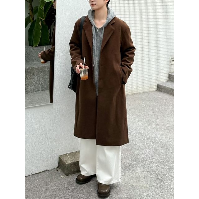 DAZO Studios-Button-Up Plain Long Coat
