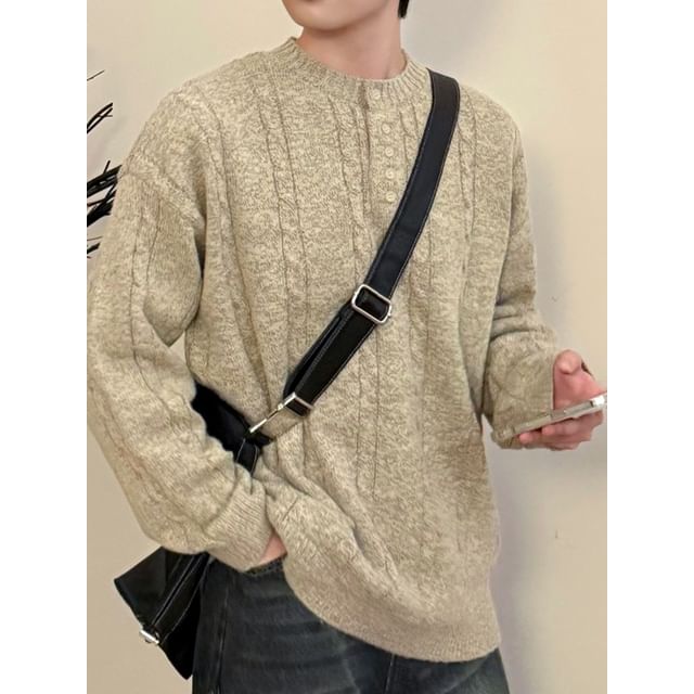 DAZO Studios-Crewneck Cable Knit Plain Sweater