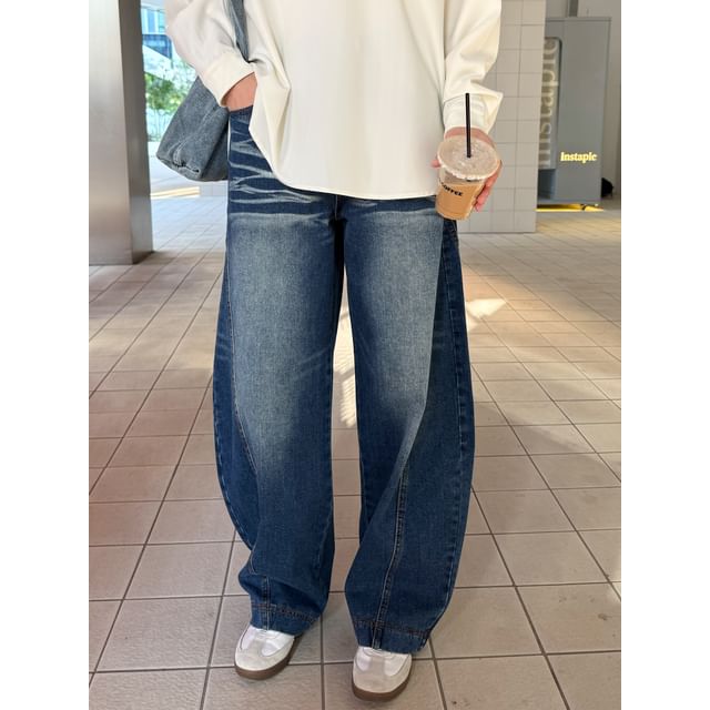 DAZO Studios-High Waist Washed Wide Leg Jeans