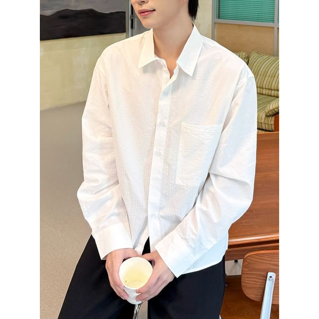 DAZO Studios-Long-Sleeve Button-Up Plain Shirt