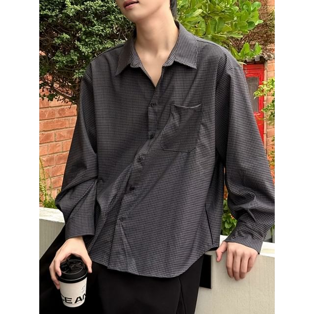 DAZO Studios-Long-Sleeve Pocketed Plaid Shirt