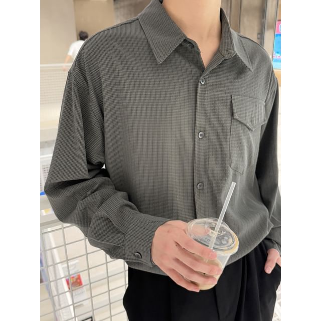 DAZO Studios-Long-Sleeve Striped Button-Up Shirt