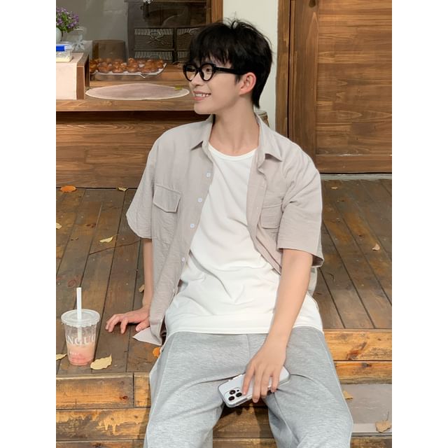 DAZO Studios-Plain Short-Sleeve Light Shirt