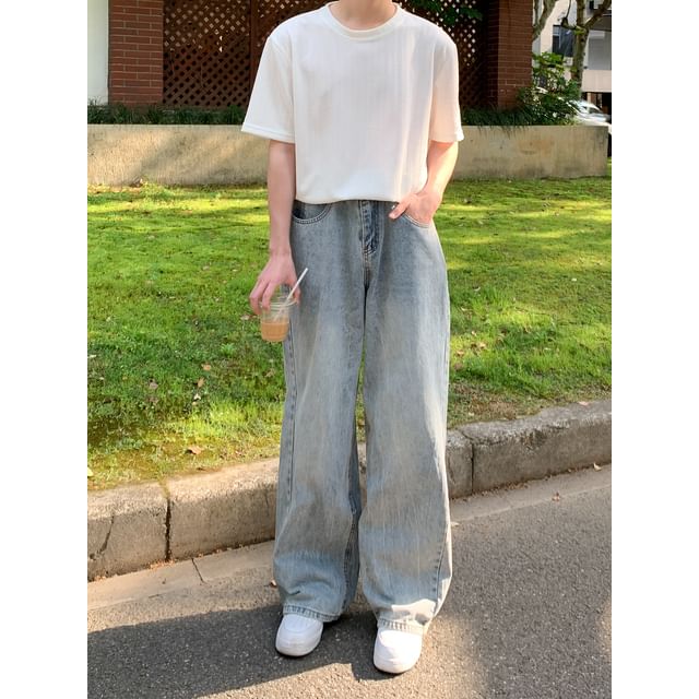 DAZO Studios-Washed High-Waist Wide-Leg Jeans
