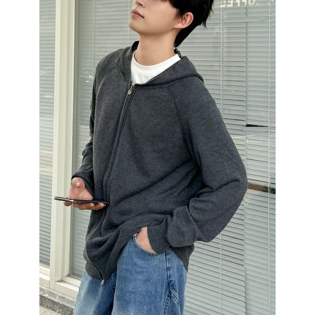 DAZO Studios-Zip-Up Plain Knit Hoodie