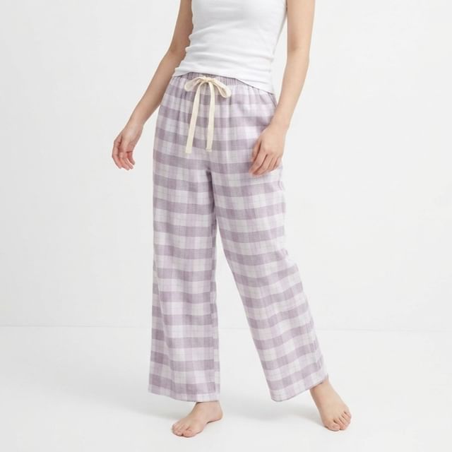 Dazzli-Drawstring Waist Plaid Pajama Pants