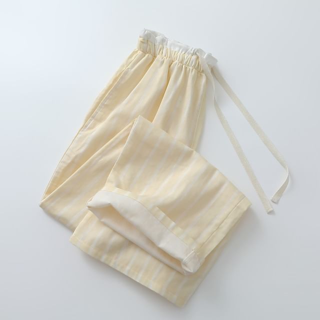 Dazzli-Drawstring Waist Striped Wide Leg Pajama Pants