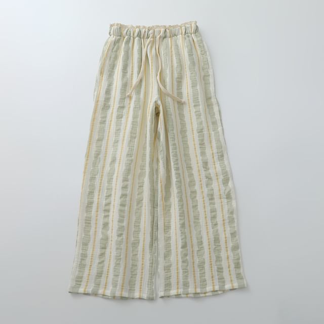 Dazzli-Drawstring Waist Striped Wide Leg Pajama Pants