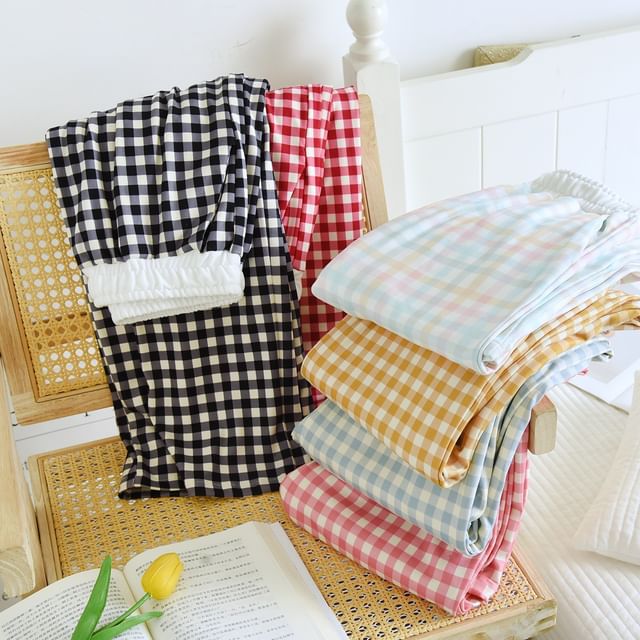 Dazzli-Elastic Waist Gingham Lounge Pants