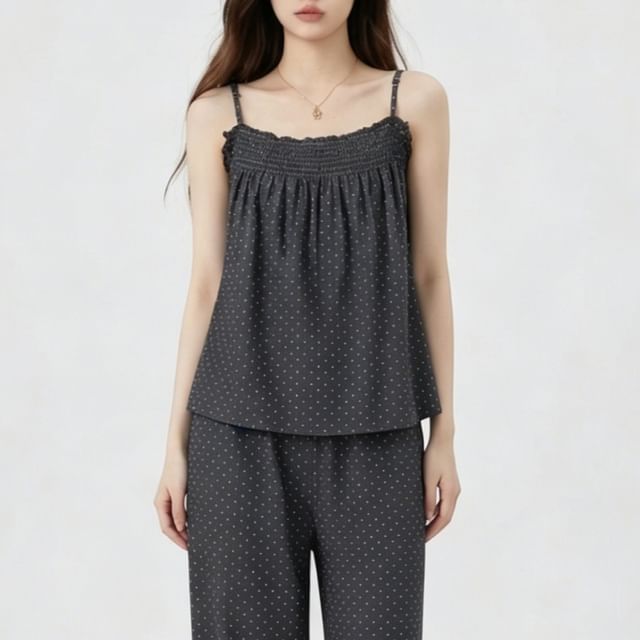 Dazzli-Scoop Neck Dotted Pajama Set
