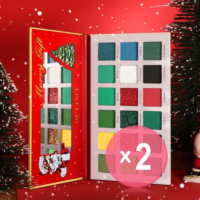 DE-LANCI-18 Colors Christmas Eyeshadow 2pcs Bundle Set