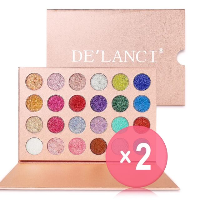DE-LANCI-24 Colors Pressed Glitter Eyeshadow Palette 2pcs Bundle Set