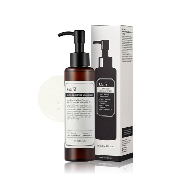 Dear- Klairs-Óleo de Limpeza Profunda Suave Preto