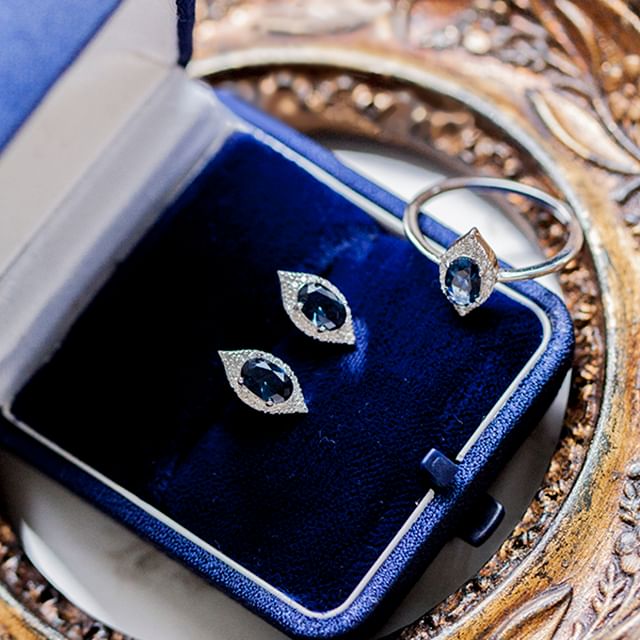 DECADES-Rhinestone S925 Sterling Silver Ring Stud Earring