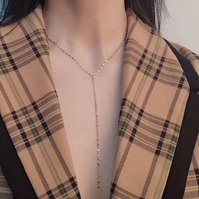 DECADES-S925 Sterling Silver Lariat Necklace