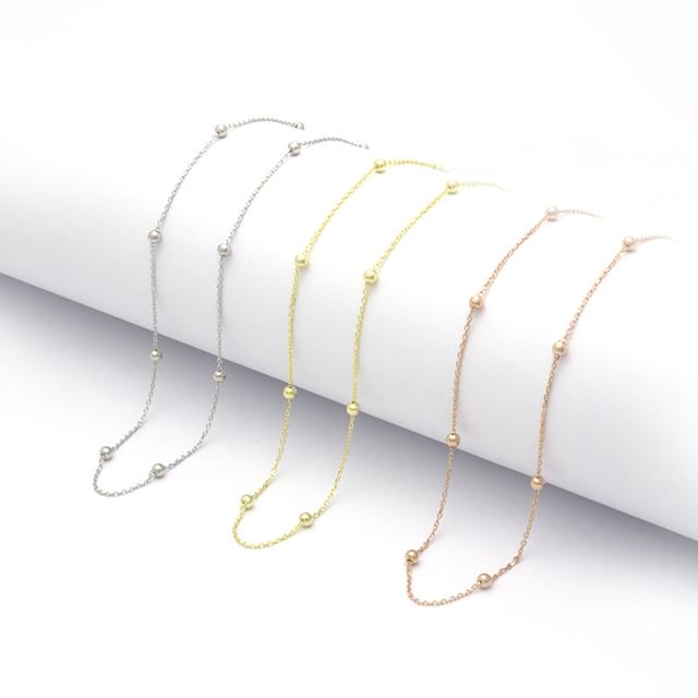 DECADES-Sterling Silver Bead Station Chain Necklace