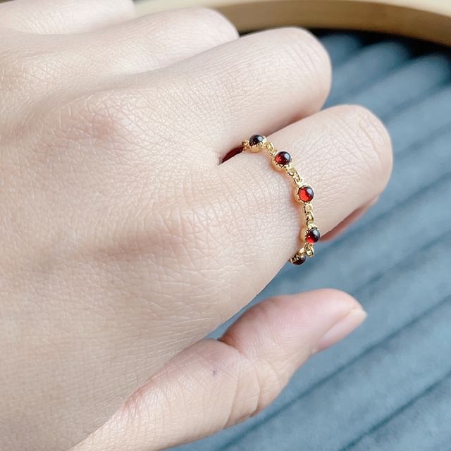 DECADES-Sterling Silver Gemstone Chain Slider Ring