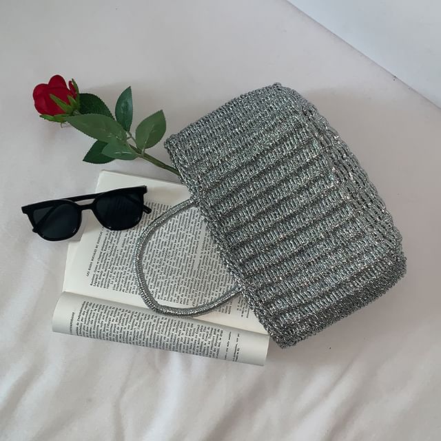 DEEPNY-Woven Lamé Straw Tote Bag