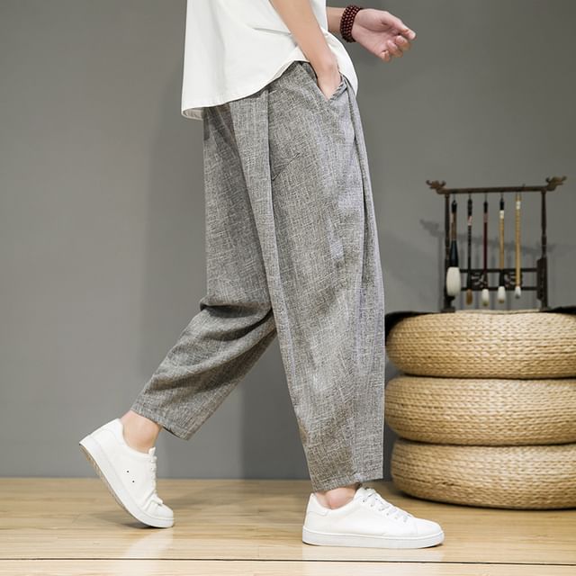 Deepwood-Drawstring Waist Cropped Tapered Pants