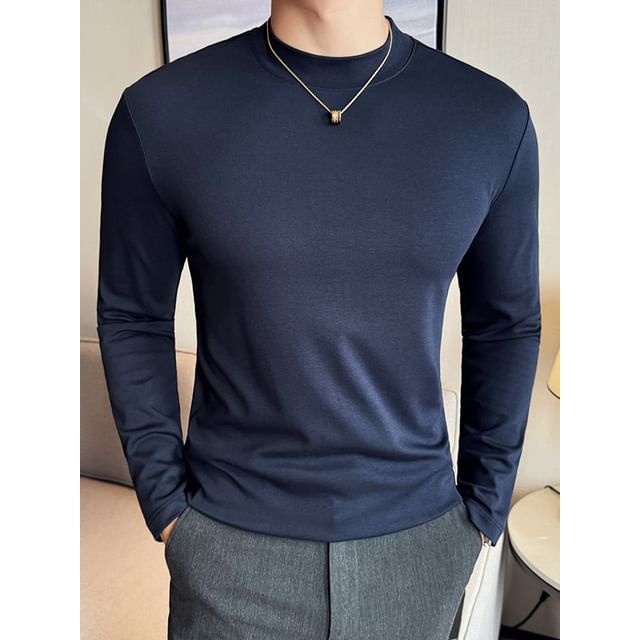 Deepwood-Long Sleeve Crew Neck Plain T-Shirt