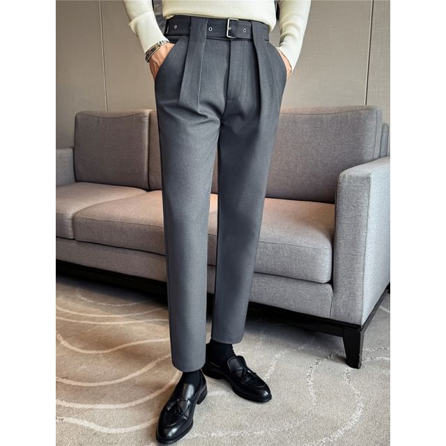 Deepwood-Mid Rise Plain Pleated Dress Pants
