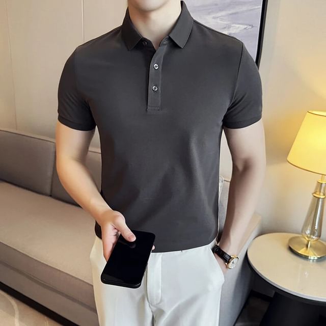 Deepwood-Short Sleeve Plain Polo Shirt