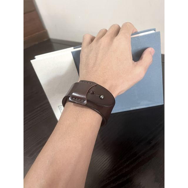 DenimDrip-Genuine Leather Wide Bracelet