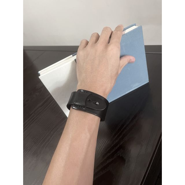 DenimDrip-Genuine Leather Wide Bracelet