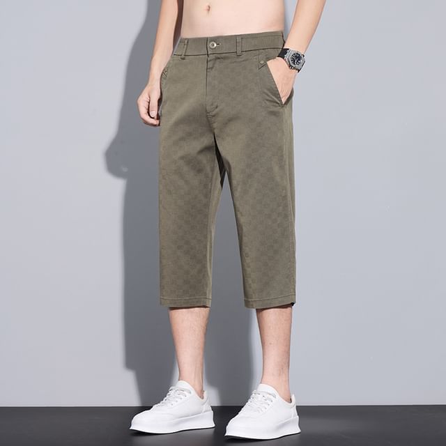 Denimic-Low Rise Plain Capri Tapered Pants