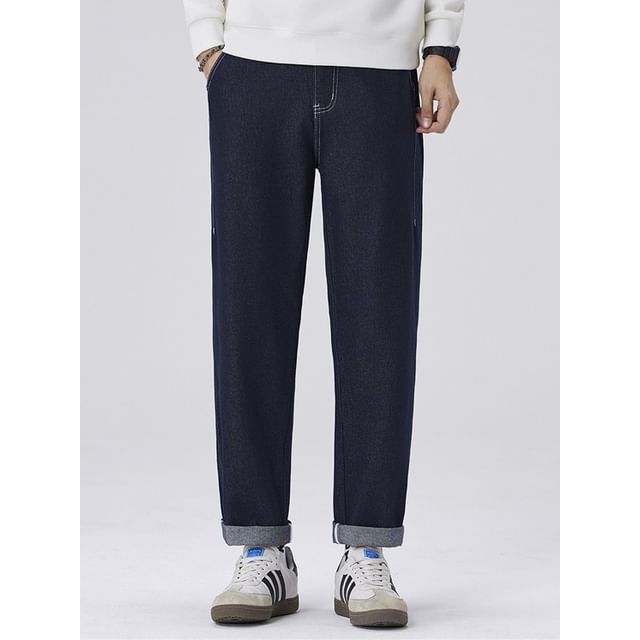 Denimic-Mid Rise Plain Tapper Jeans